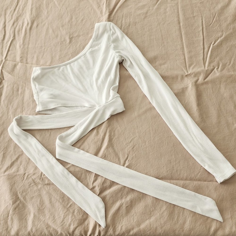 Garage White Long Sleeve Crop